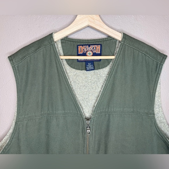 Vintage Duluth Trading Co Men's Green Zip Up Utility Vest Sherpa Lining XL Tall - Picture 4 of 16